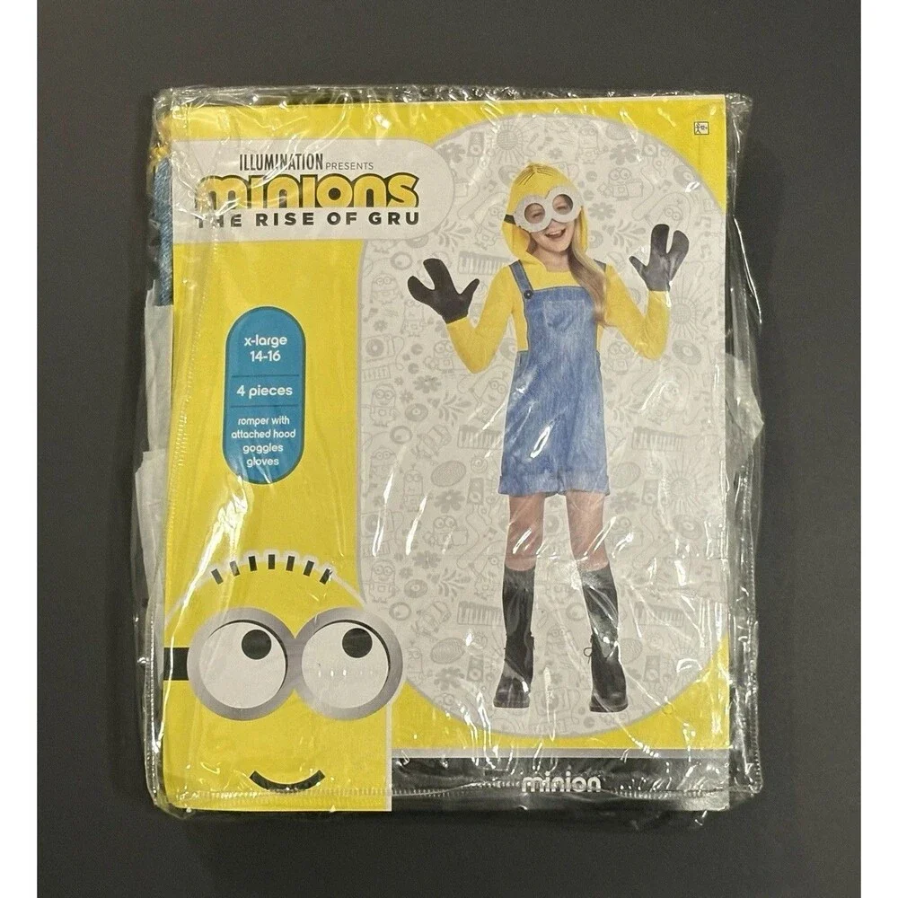 Minions The Rise of Gru Kid's Minion Costume Cosplay Size Youth XL (14-16)
